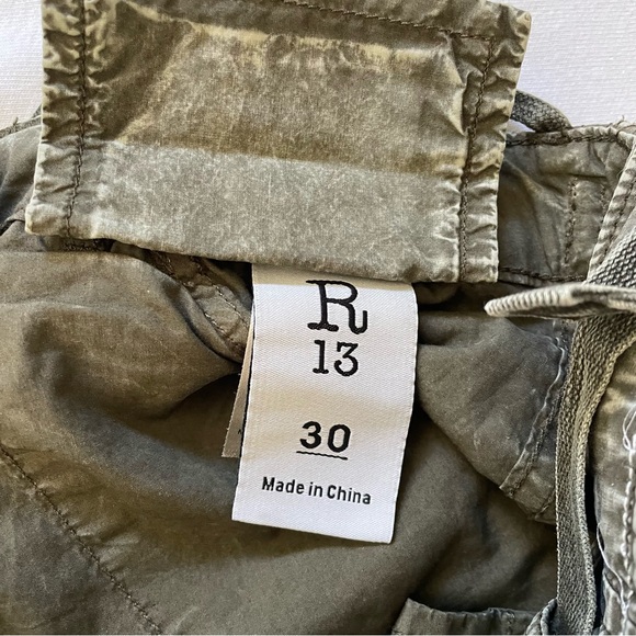 NWOT R13 Wide Leg Cargo Pant Olive Garment Dyed Cotton Poplin - Picture 11 of 12